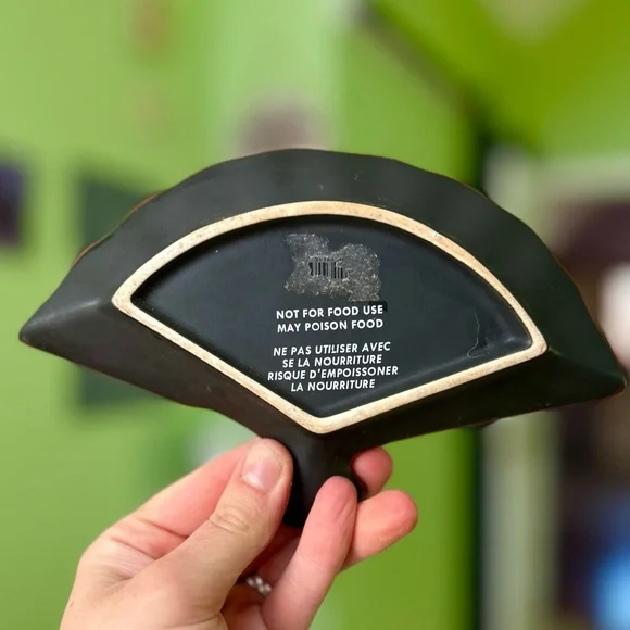 Vintage Teal Glass Ceramic Oriental Fan Dish Decorative Home Accent - Picture 3 of 6